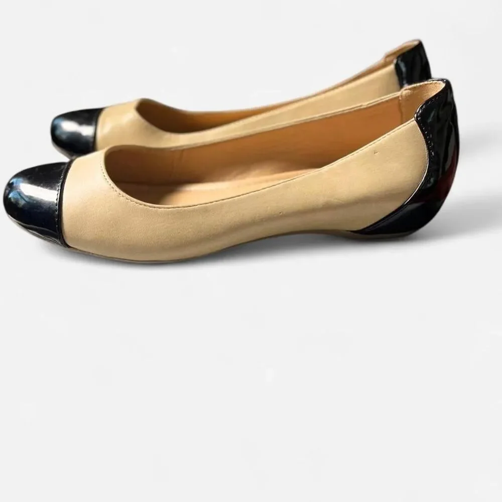 Abella Women's Tan and Black Ballet-shoes